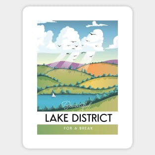 Lake District England travel poster. Magnet